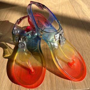 Michael Kors youth rainbow clear sandal - US size 1M youth ( 7 7/8 inches)